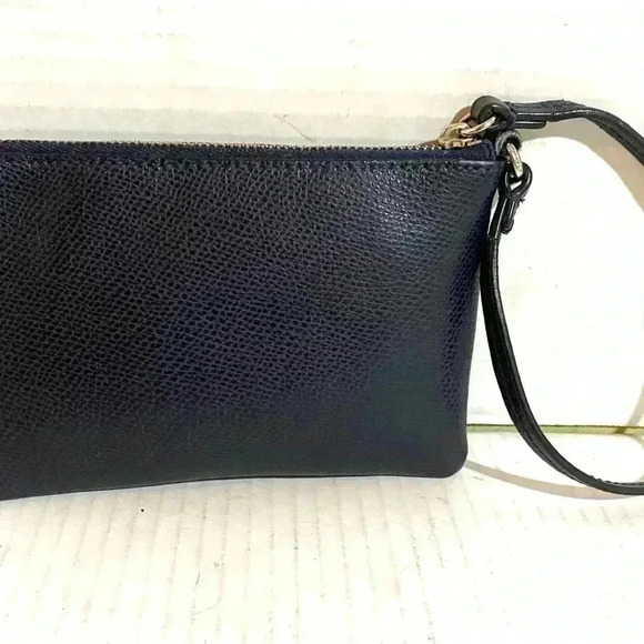 Coach navy blue leather wristlet